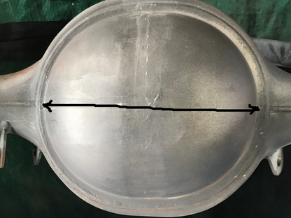 This is an picture of the new aftermarket cover it measures 270 ml original ford is 250 ml this is the horizintal measurement of the actual dome section  