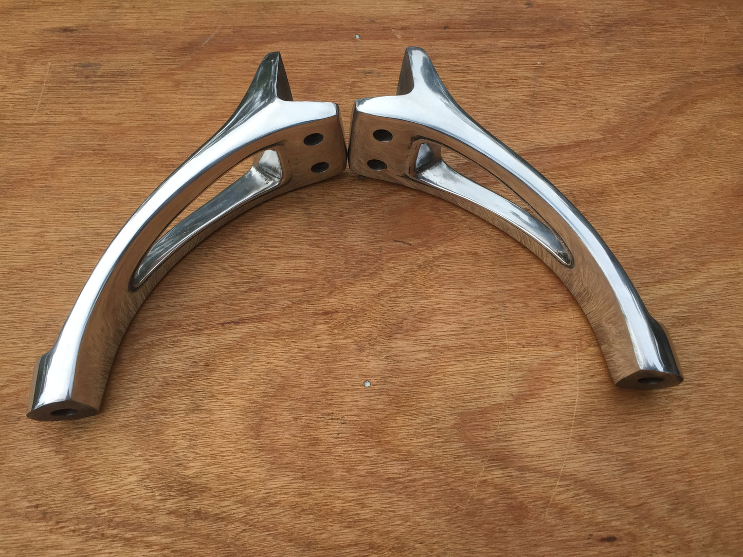 Cut-out Headlight posts Pair for T Buckets, Hi Boys. Polished Aluminium